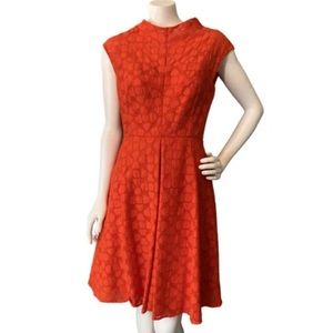 Milly New York Avery Jacquard Orange Eyelet Fit And Flare Dress 4 Pristine!